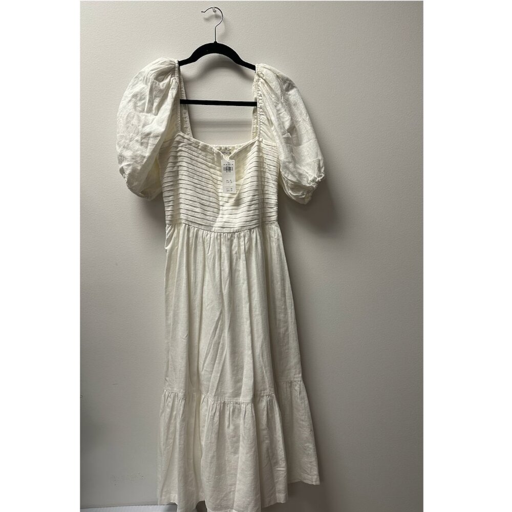 Abercrombie Emerson Linen-Blend Puff Sleeve Midi Dress NWT!!